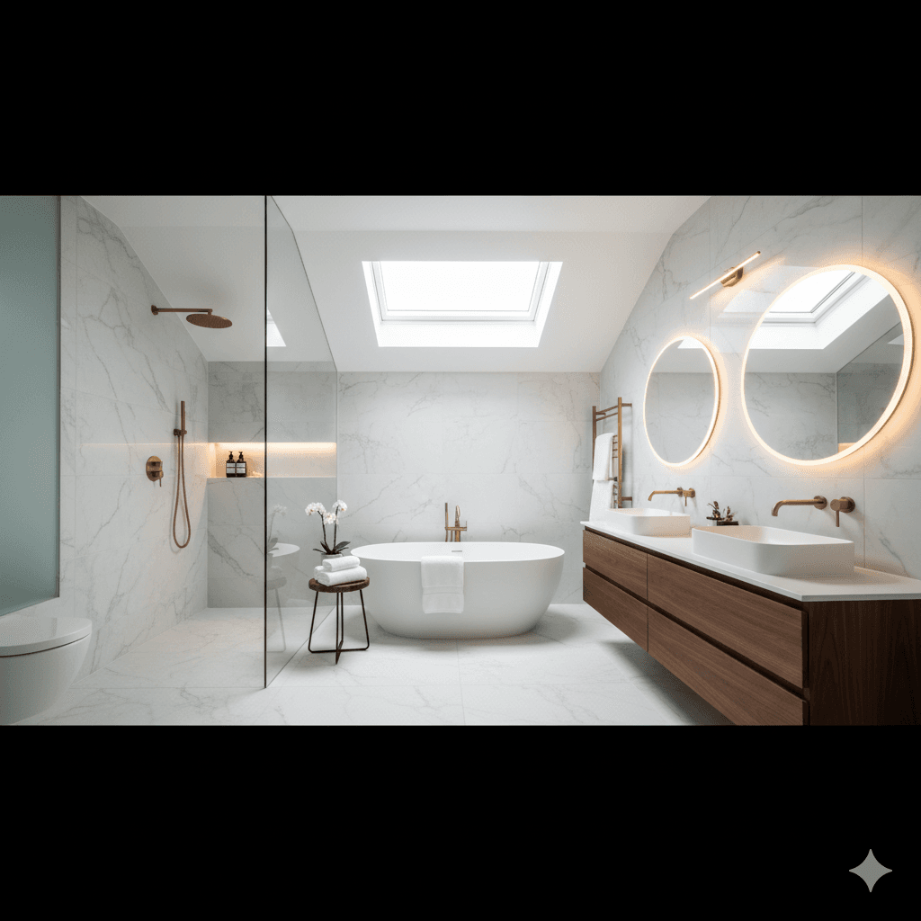 Luxury bathroom renovation showcasing modern design
